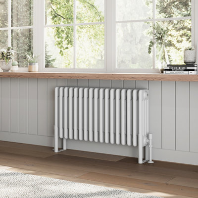 Plum&Clay Braxton White Quadruple Horizontal Column Radiator (H)400mm (W)785