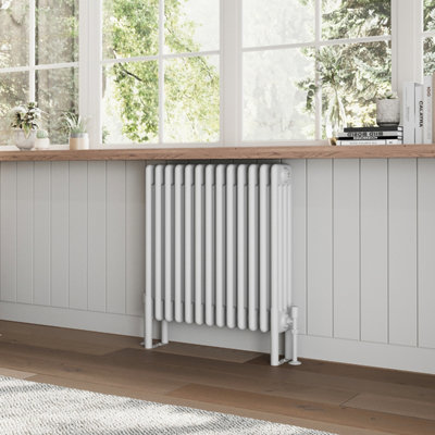 Plum&Clay Braxton White Quadruple Horizontal Column Radiator (H)600mm (W)605