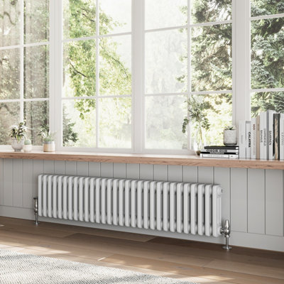 Plum&Clay Braxton White Triple Horizontal Column Radiator - 300x1370mm