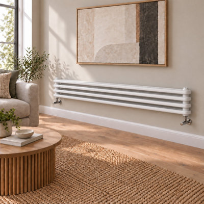 Plum&Clay Braxton White Triple Horizontal Column Radiator (H)200mm (W)1800