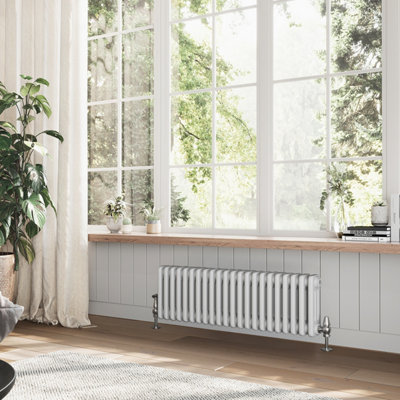 Plum&Clay Braxton White Triple Horizontal Column Radiator (H)300mm (W)1010