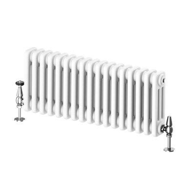 Plum&Clay Braxton White Triple Horizontal Column Radiator (H)300mm (W)785