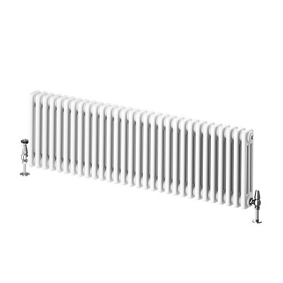 Plum&Clay Braxton White Triple Horizontal Column Radiator (H)400mm (W)1370