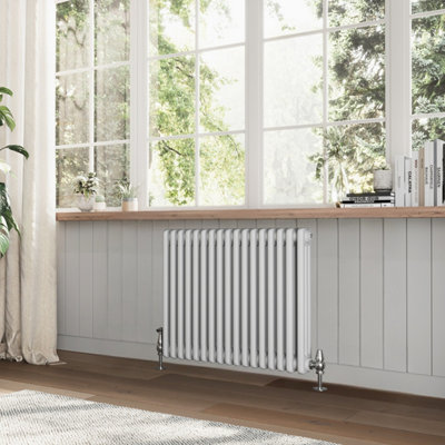 Plum&Clay Braxton White Triple Horizontal Column Radiator (H)600mm (W)785