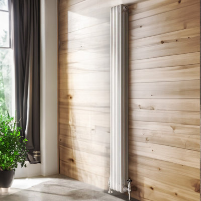 Plum&Clay Braxton White Triple Vertical Column Radiator - 1800x200mm