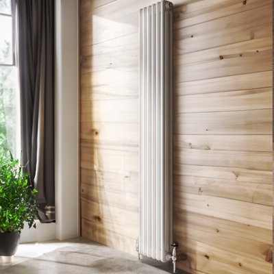 Plum&Clay Braxton White Triple Vertical Column Radiator (H)1800mm (W)290mm
