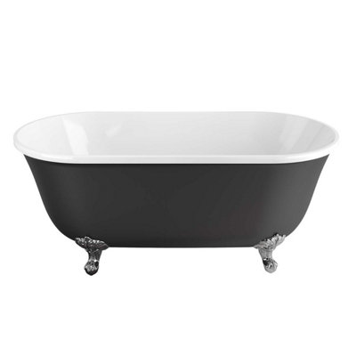Plum&Clay Bridget Traditional Freestanding Black Acrylic Bath with Chrome Feet (L)1500mm (W)580mm