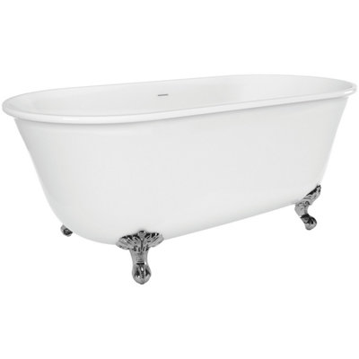 Plum&Clay Bridget Traditional Freestanding White Acrylic Bath with Chrome Feet (L)1800mm (W)865mm