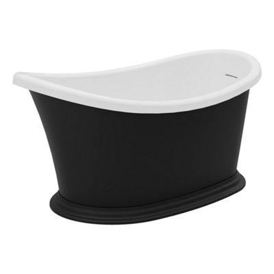 Plum&Clay Bronte Compact Traditional Roll Top Freestanding Black Acrylic Bath (L)1350mm (W)750mm