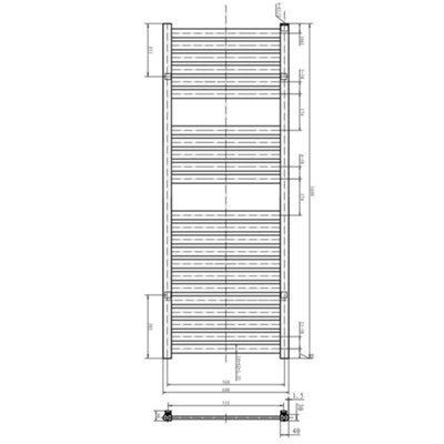 Plum&Clay Camden Brown Heated Towel Rail (H)1600mm (W)600mm