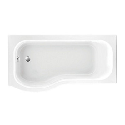 Plum&Clay Canberra Left Hand White Acrylic P-Shaped Shower Bath (L)1700mm (W)840mm