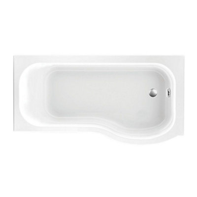 Plum&Clay Canberra Right Hand White Super-Strong Acrylic P-Shaped Shower Bath (L)1700mm (W)840mm