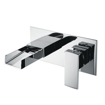 Plum&Clay Casio Polished Chrome Wall-mounted Waterfall Basin Mixer Tap