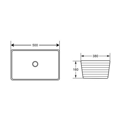 Plum&Clay Ceres Gloss White Ceramic Rectangular Ribbed Textured Counter Top Basin (W)360mm