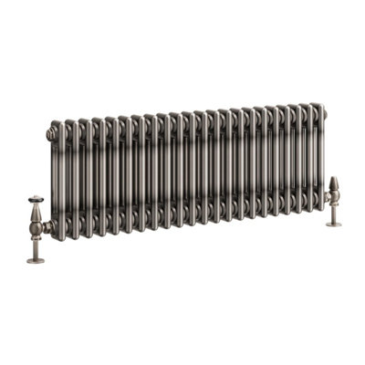 Plum&Clay Corwin Raw Metal Double Column Horizontal Traditional Cast Iron Style Radiator (W)1010mm (H)300mm