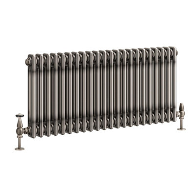 Plum&Clay Corwin Raw Metal Double Column Horizontal Traditional Cast Iron Style Radiator (W)1010mm (H)400mm