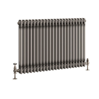 Plum&Clay Corwin Raw Metal Double Column Horizontal Traditional Cast Iron Style Radiator (W)1010mm (H)600mm