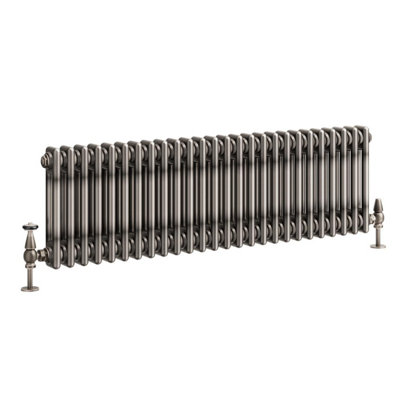 Plum&Clay Corwin Raw Metal Double Column Horizontal Traditional Cast Iron Style Radiator (W)1190mm (H)300mm