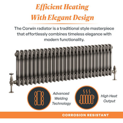Plum&Clay Corwin Raw Metal Double Column Horizontal Traditional Cast ...