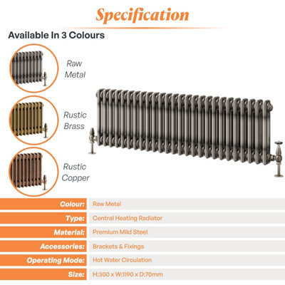 Plum&Clay Corwin Raw Metal Double Column Horizontal Traditional Cast ...