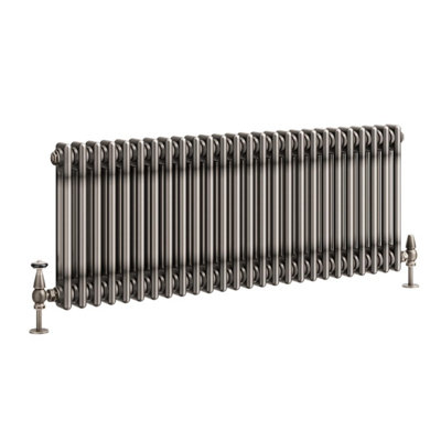 Plum&Clay Corwin Raw Metal Double Column Horizontal Traditional Cast Iron Style Radiator (W)1190mm (H)400mm