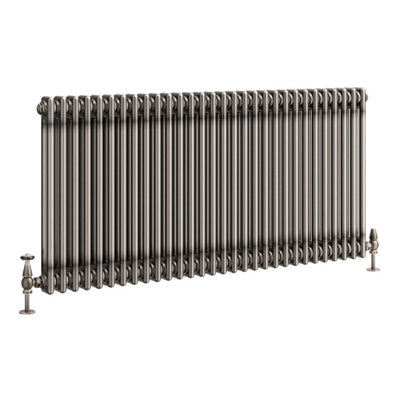 Plum&Clay Corwin Raw Metal Double Column Horizontal Traditional Cast Iron Style Radiator (W)1370mm (H)600mm