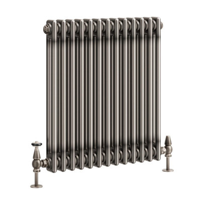 Plum&Clay Corwin Raw Metal Double Column Horizontal Traditional Cast Iron Style Radiator (W)605mm (H)600mm