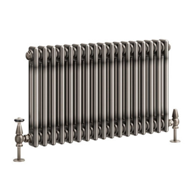 Plum&Clay Corwin Raw Metal Double Column Horizontal Traditional Cast Iron Style Radiator (W)785mm (H)400mm