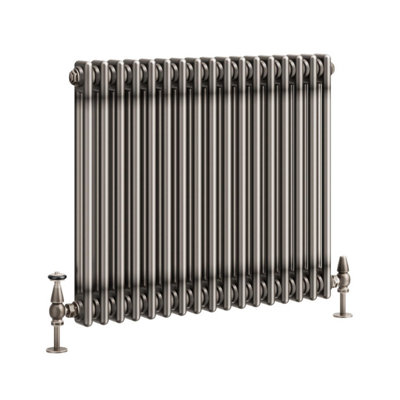 Plum&Clay Corwin Raw Metal Double Column Horizontal Traditional Cast Iron Style Radiator (W)785mm (H)600mm