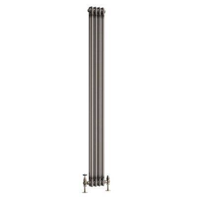 Plum&Clay Corwin Raw Metal Double Column Vertical Traditional Cast Iron Style Radiator (W)200mm x (H)1800mm