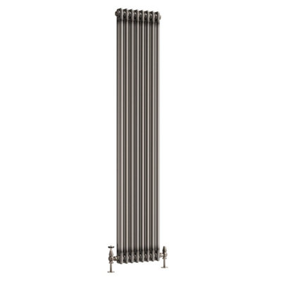 Plum&Clay Corwin Raw Metal Double Column Vertical Traditional Cast Iron Style Radiator (W)380mm (H)1800mm