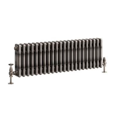 Plum&Clay Corwin Raw Metal Triple Column Horizontal Traditional Cast Iron Style Radiator (W)1010mm (H)300mm