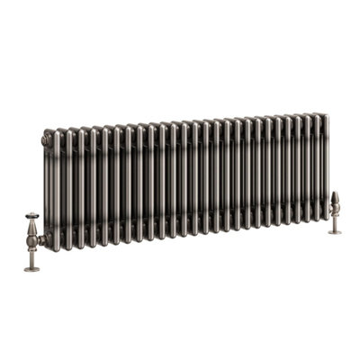 Plum&Clay Corwin Raw Metal Triple Column Horizontal Traditional Cast Iron Style Radiator (W)1190mm (H)400mm