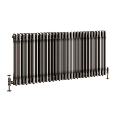 Plum&Clay Corwin Raw Metal Triple Column Horizontal Traditional Cast Iron Style Radiator (W)1370mm (H)600mm