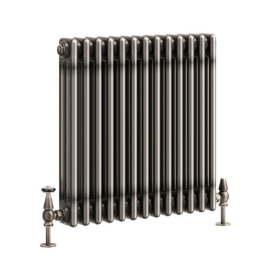 Plum&Clay Corwin Raw Metal Triple Column Horizontal Traditional Cast Iron Style Radiator (W)605mm (H)600mm