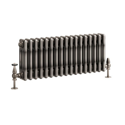 Plum&Clay Corwin Raw Metal Triple Column Horizontal Traditional Cast Iron Style Radiator (W)785mm (H)300mm