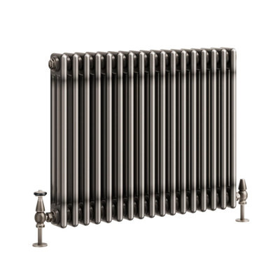 Plum&Clay Corwin Raw Metal Triple Column Horizontal Traditional Cast Iron Style Radiator (W)785mm (H)600mm