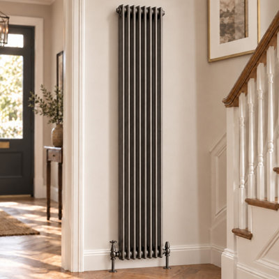 Plum&Clay Corwin Raw Metal Triple Column Vertical Traditional Cast Iron ...