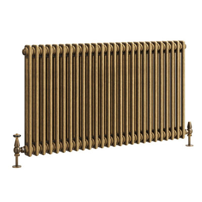 Plum&Clay Corwin Rustic Brass Double Column Horizontal Traditional Cast Iron Style Radiator (W)1190mm (H)600mm