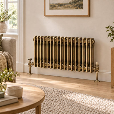 Plum&Clay Corwin Rustic Brass Double Column Horizontal Traditional Cast ...