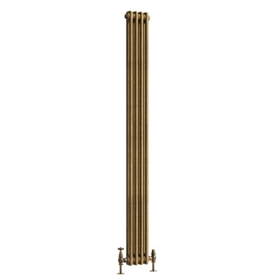 Plum&Clay Corwin Rustic Brass Double Column Vertical Traditional Cast Iron Style Radiator (W)200mm (H)1800mm