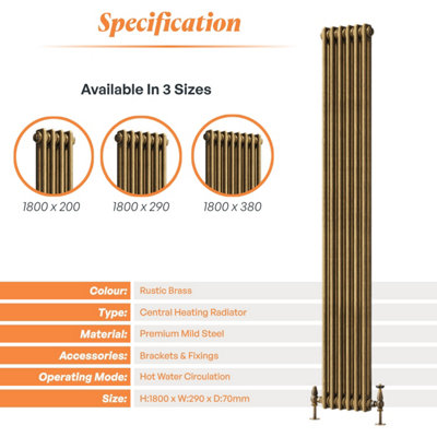 Plum&Clay Corwin Rustic Brass Double Column Vertical Traditional Cast ...