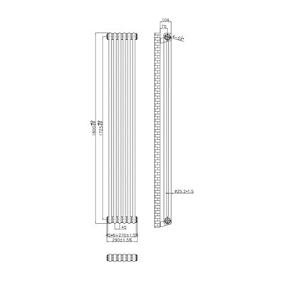 Plum&Clay Corwin Rustic Brass Double Column Vertical Traditional Cast ...