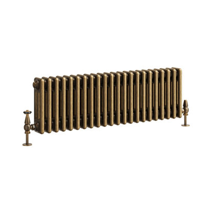 Plum&Clay Corwin Rustic Brass Triple Column Horizontal Traditional Cast Iron Style Radiator (W)1010mm (H)300mm