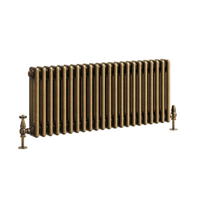 Plum&Clay Corwin Rustic Brass Triple Column Horizontal Traditional Cast Iron Style Radiator (W)1010mm (H)400mm