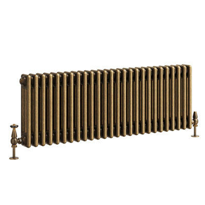 Plum&Clay Corwin Rustic Brass Triple Column Horizontal Traditional Cast Iron Style Radiator (W)1190mm (H)400mm