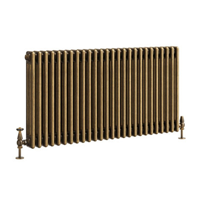 Plum&Clay Corwin Rustic Brass Triple Column Horizontal Traditional Cast Iron Style Radiator (W)1190mm (H)600mm