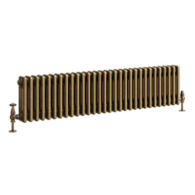 Plum&Clay Corwin Rustic Brass Triple Column Horizontal Traditional Cast Iron Style Radiator (W)1370mm (H)300mm