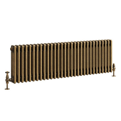 Plum&Clay Corwin Rustic Brass Triple Column Horizontal Traditional Cast Iron Style Radiator (W)1370mm (H)400mm