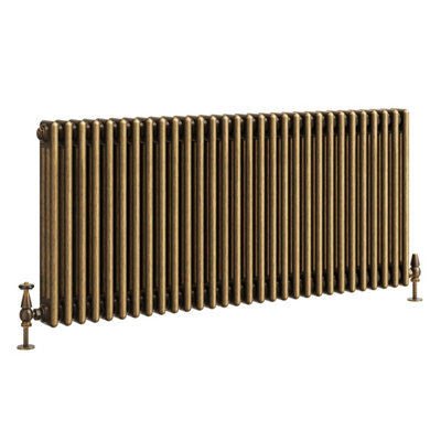 Plum&Clay Corwin Rustic Brass Triple Column Horizontal Traditional Cast Iron Style Radiator (W)1370mm (H)600mm